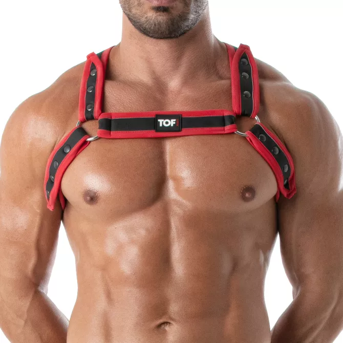 Neoprene Bulldog harness Red - For Men