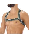 Fetish Elastic Harness Khaki Camouflage