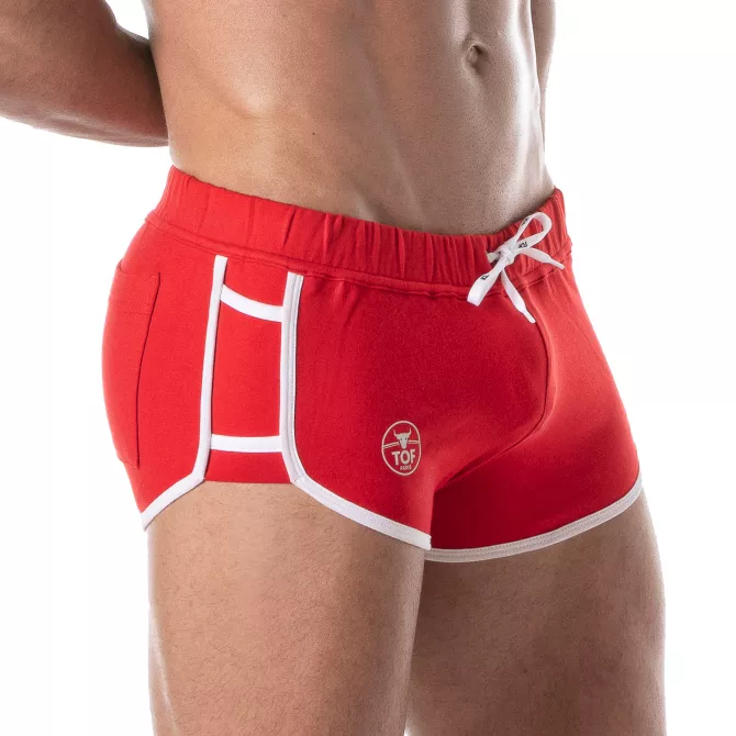 Short Sexy Retro Rouge - Short Sport Sexy Homme | Tof Paris