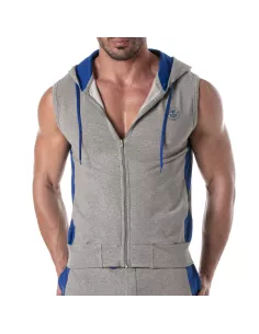Zipped Sleeveless Hoodie Navy blue