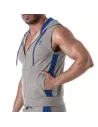 Sweat à capuche zippé sans manches bleu