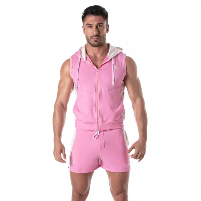 Zipped Sleeveless Hoodie For Men