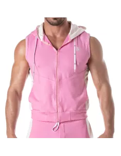 Zipped Sleeveless Hoodie Pink