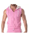 Zipped Sleeveless Hoodie Pink