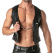 Gilet Faux Cuir Homme - Elégant Avec Chaîne Amovible