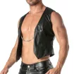 Men's Faux Leather Vest - Elegant with Removable Chain Vest