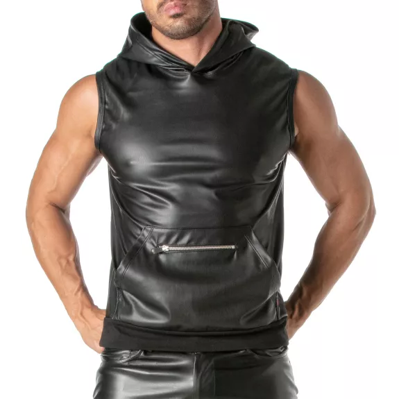 Kinky Zipped Pocket Sleeveless Hoodie