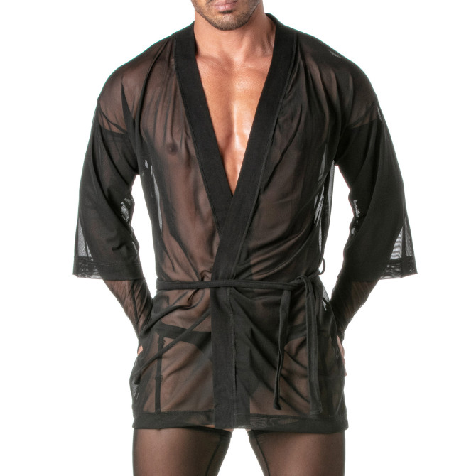 Haut Sexy Homme - Kimono Transparent En Résille | TOF Paris
