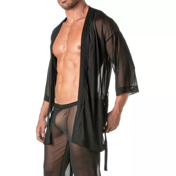Men’s Sexy Top - Transparent Mesh Kimono | TOF Paris