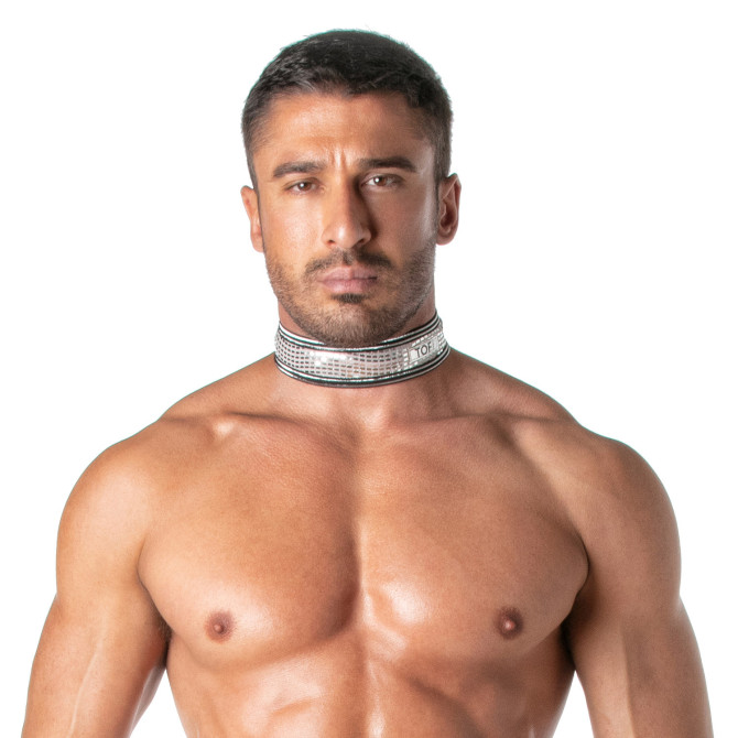 Collier à paillettes argent pour hommes