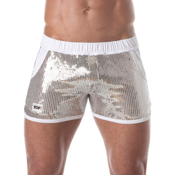 Shorts Sexy à paillettes argent pour hommes
