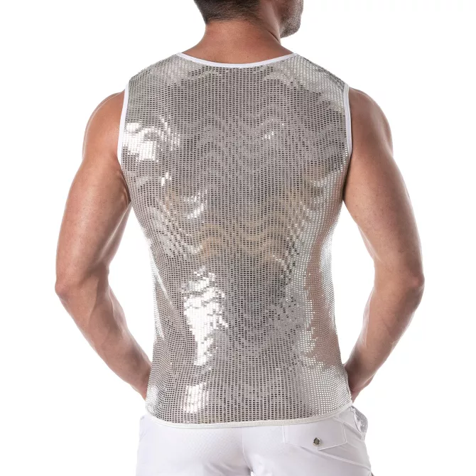 Débardeur à paillettes argent pour hommes