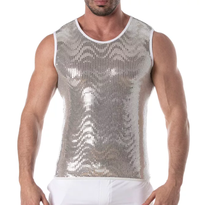 Débardeur à paillettes argent pour hommes