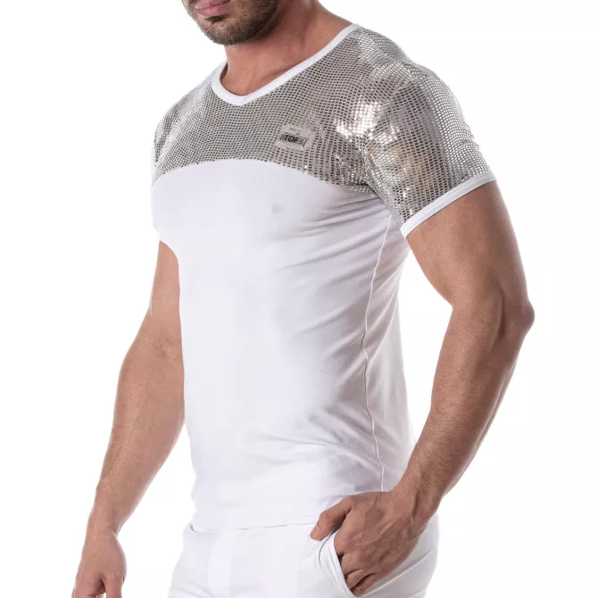 Men's Sexy Silver Glitter T-Shirt - TOF Paris