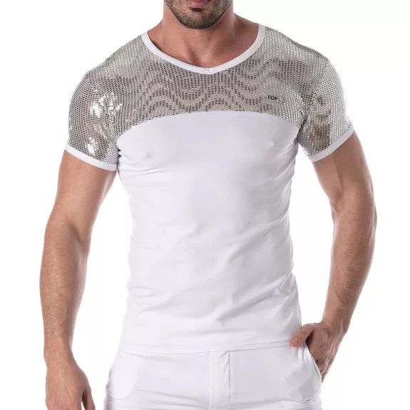 T-shirt à paillettes argent pour hommes