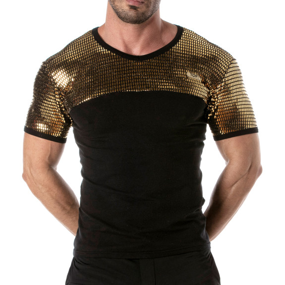 T-shirt à paillettes or pour hommes