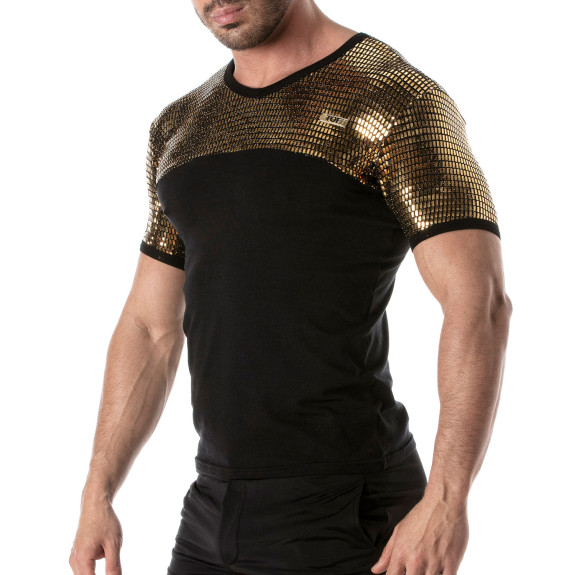T-shirt à paillettes or pour hommes