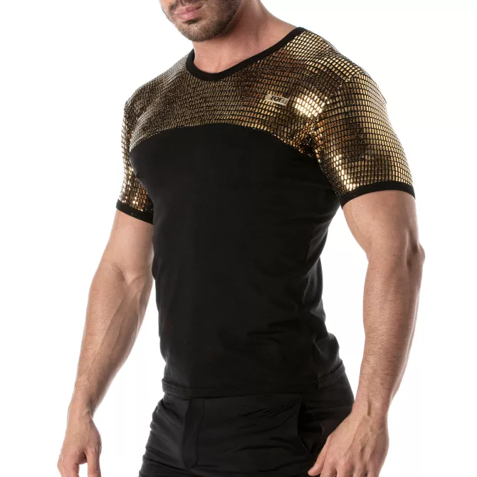 T-shirt à paillettes or pour hommes