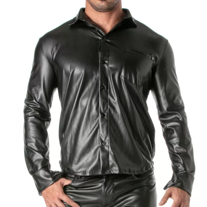 Men's Faux Leather Long Sleeve Shirt - Kinky Shirt | TOF Paris