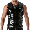 Vinyl Zipped Tank Top Black - Stylish Men’s Vinyl Vest
