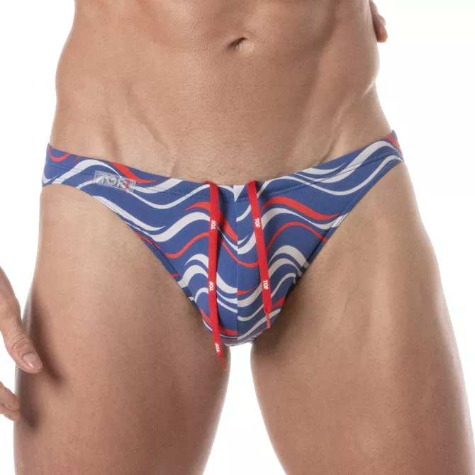 Slip De Bain Imprimé Bleu Pour Homme - Swimwear - Tof Paris