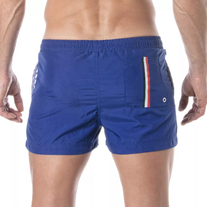 Short de bain mi-cuisse Bleu royal avec le logo tof