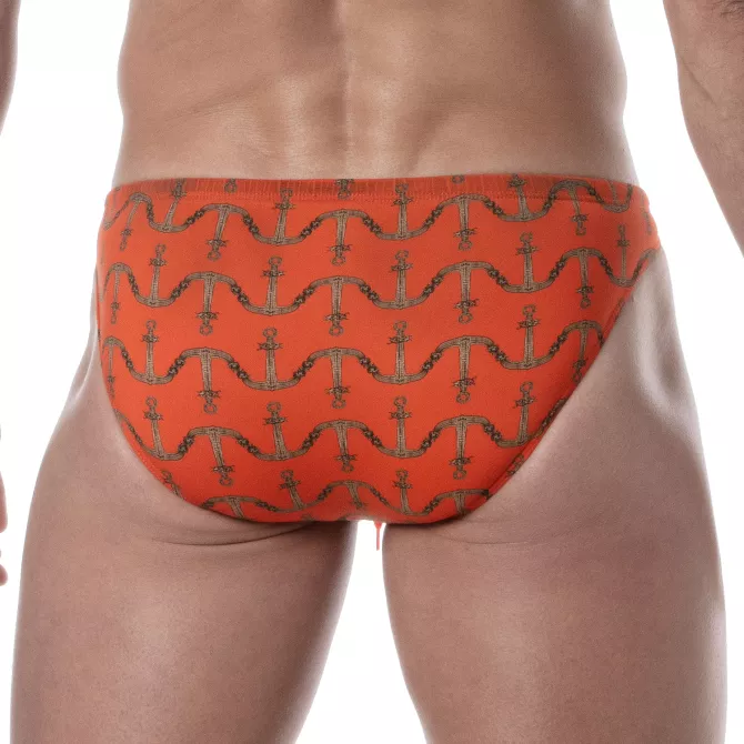 Print Swim Mini Briefs Orange from the back