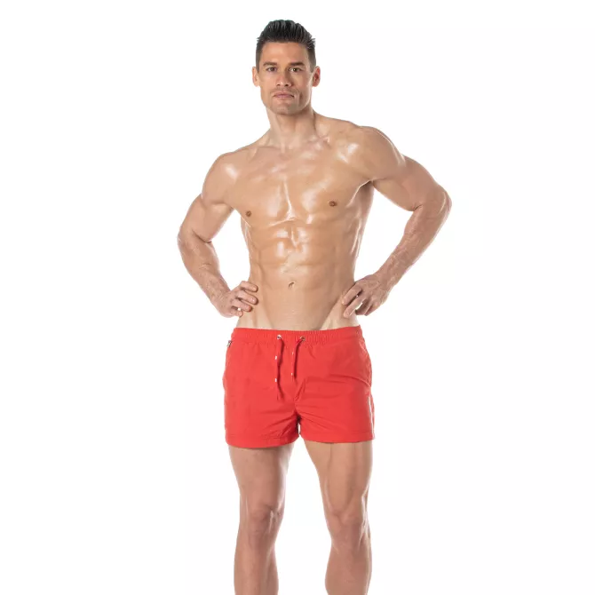Mid Thigh Swim Shorts Red