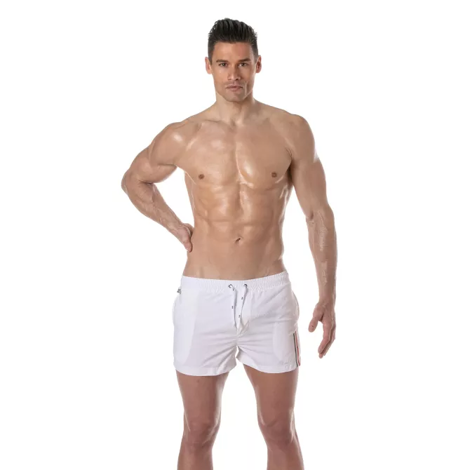 Short de bain mi-cuisse Blanc