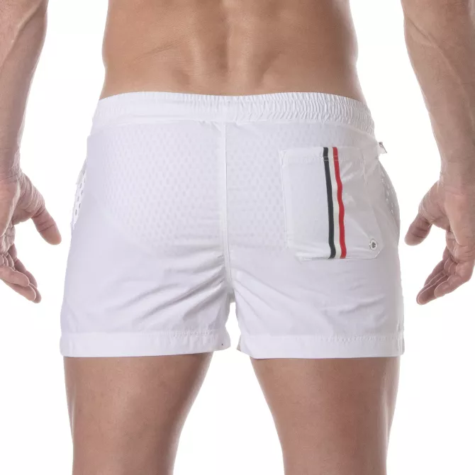 Mid Thigh Swim Shorts White