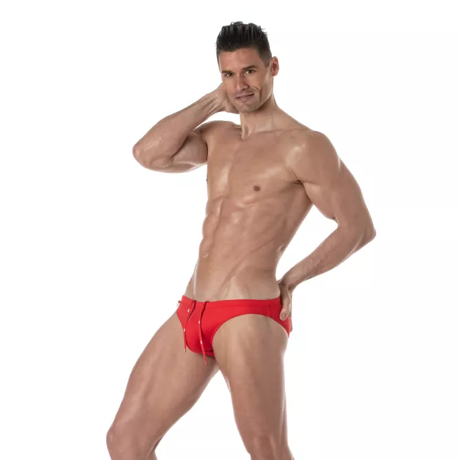 Plain swim Mini Briefs Red Sideway