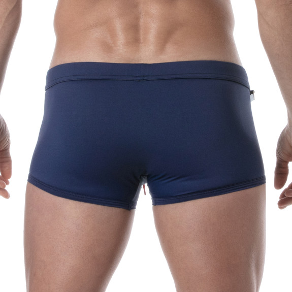 Boxer De Bain Uni Bleu Marine de derriere