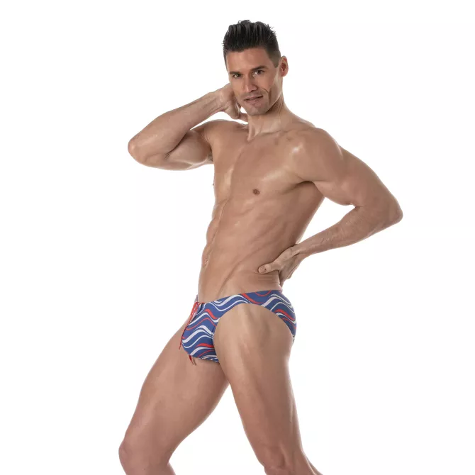 Slip De Bain Imprimé Bleu