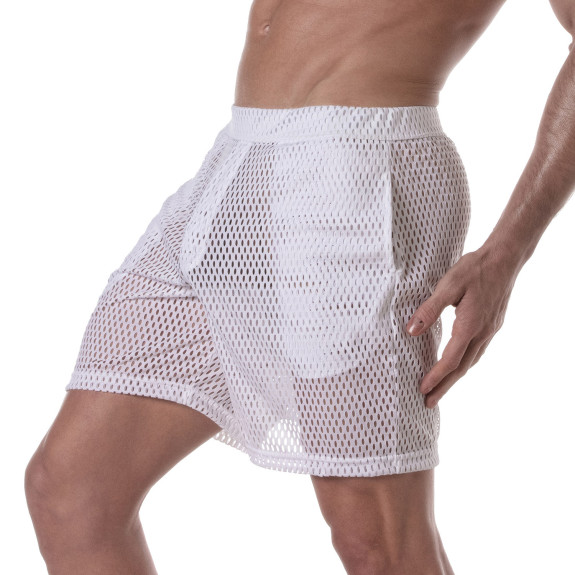 Short Long Transparent Pour Hommes Blanc