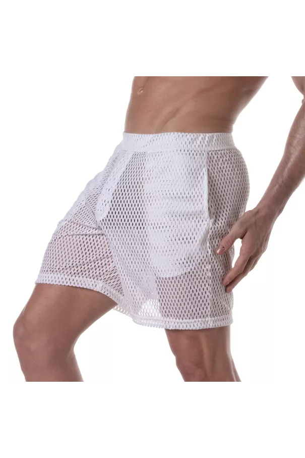 Short Long Transparent Pour Hommes Blanc - Tof Paris