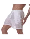 See Through Mens Long Shorts White from sideway