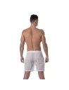See Through Mens Long Shorts White from the back