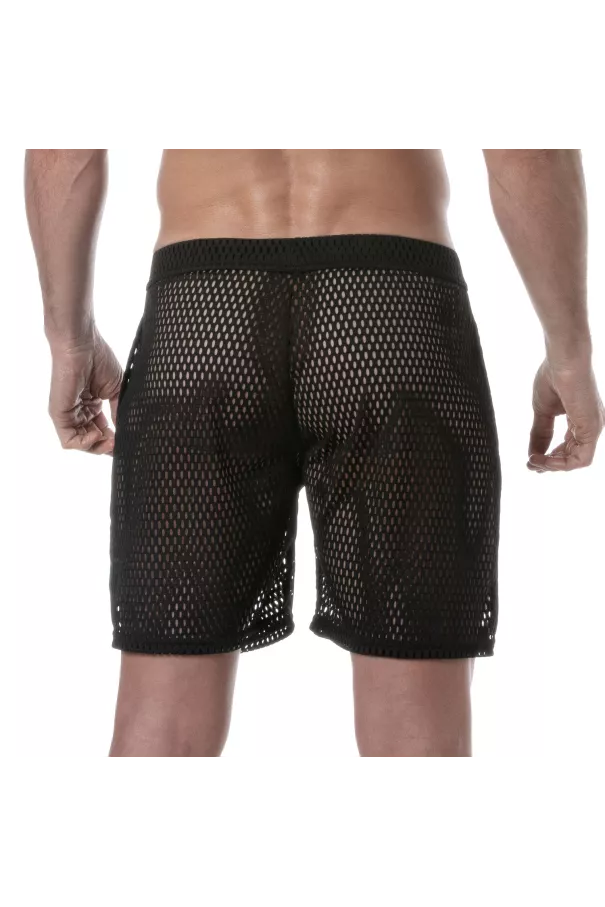 Short Long Transparent Pour Hommes noir de dos