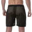 See Through Mens Long Shorts Black from the back