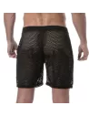 See Through Mens Long Shorts Black from the back