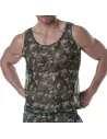 Débardeur en maille transparente Camo Kaki