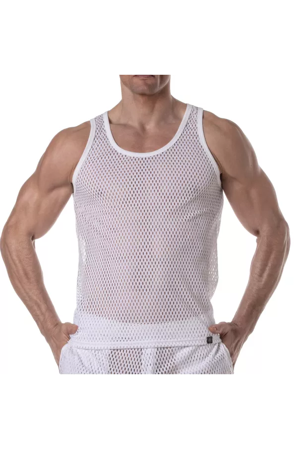 Débardeur en maille transparente Blanc