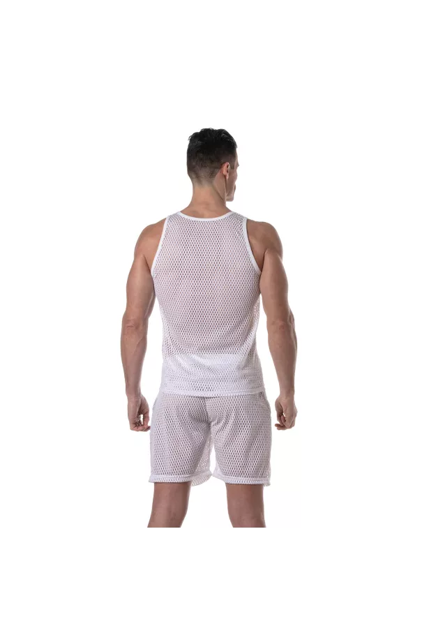 Débardeur en maille transparente Blanc de dos