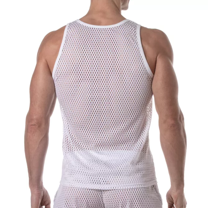 See Through Mesh Tank Top White