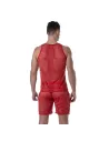 See Through Mesh Tank Top Red from the back for men
