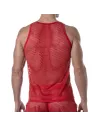 Débardeur en maille transparente Rouge de dos