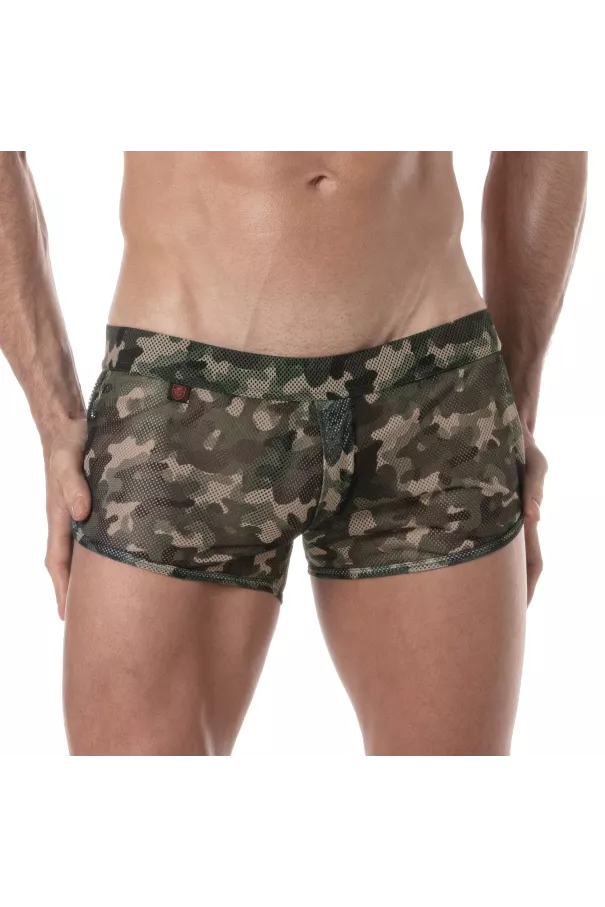 Mini-short Transparent pour Hommes Camo Kaki - Sportswear - Tof Paris