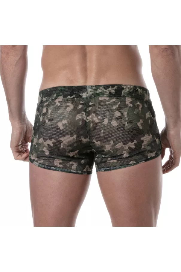 Mini-short Transparent pour Hommes Camo Kaki - Sportswear - Tof Paris