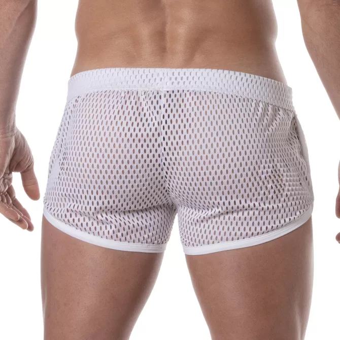 See Through Mens Mini Shorts White