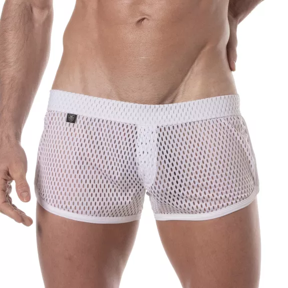 See Through Mens Mini Shorts White